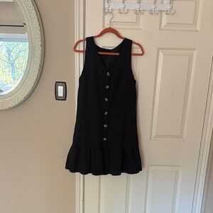 Black Sleeveless Button-Down Dress